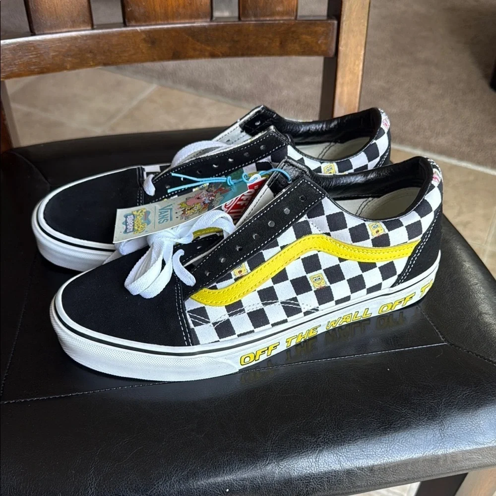 New Vans  Men’s Black and Yellow Checkered Shoes